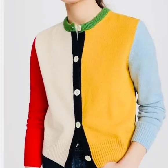 Alex Mill Colorblock Cardigan - Red, Cream, Yellow, Blue, Green - Picture 7 of 7